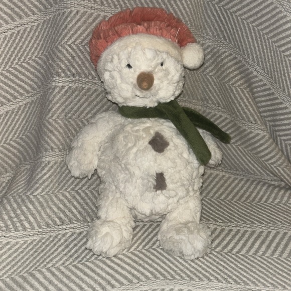 Mary Meyer Snowman Plush Green Scarf Santa Hat Stuffed Animal Soft Minky Winter - Picture 1 of 5